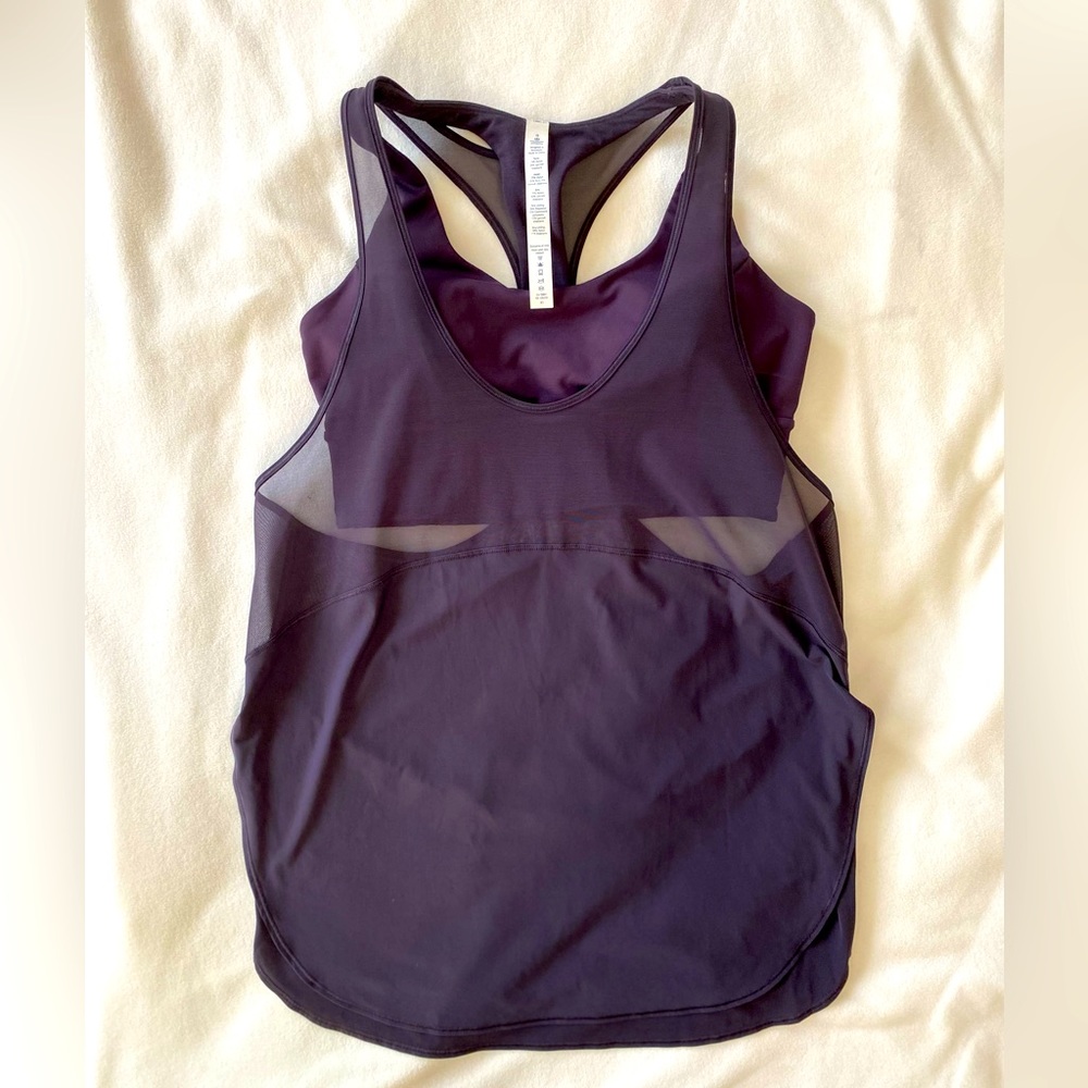 Lululemon purple mesh tank top with built in bra